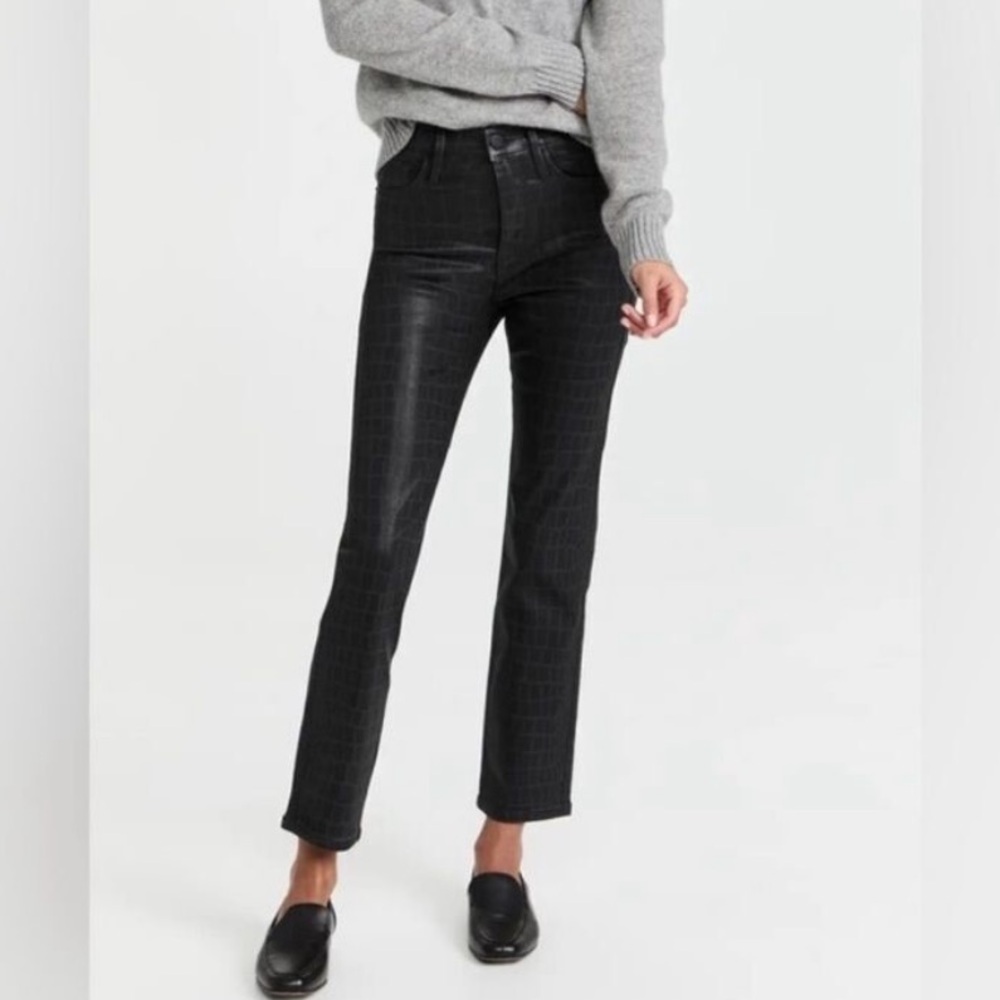 Frame Le Sylvie Slender Straight Croc Coated Jeans Sz 26
